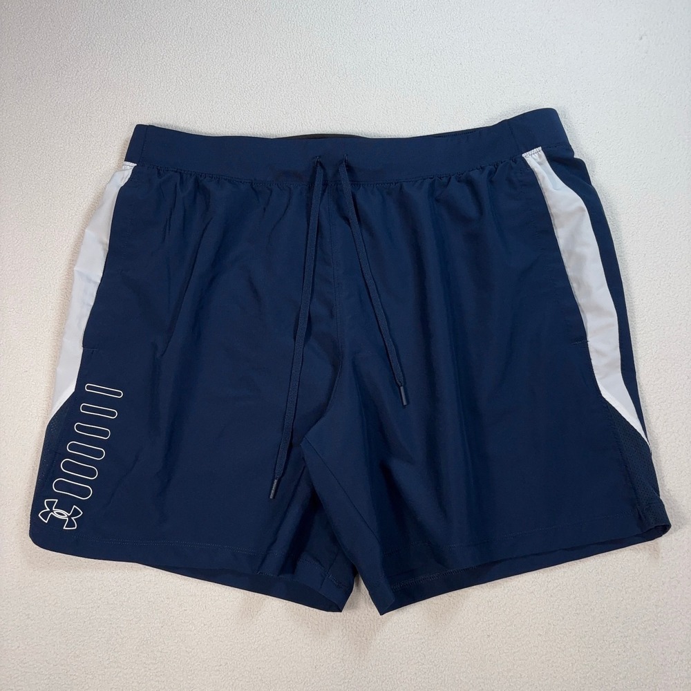 Under Armour 7"‎ SpeedPocket Mesh Lined Shorts Men's XL Navy Fitted HeatGear